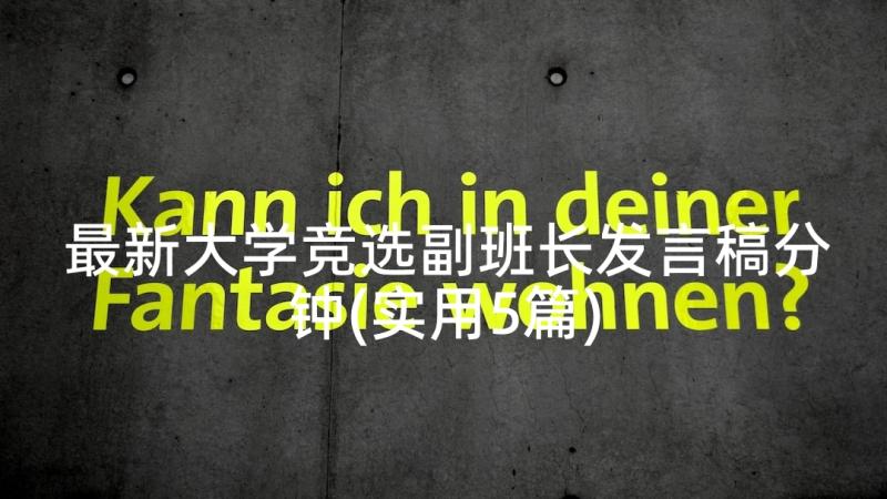 最新大学竞选副班长发言稿分钟(实用5篇)