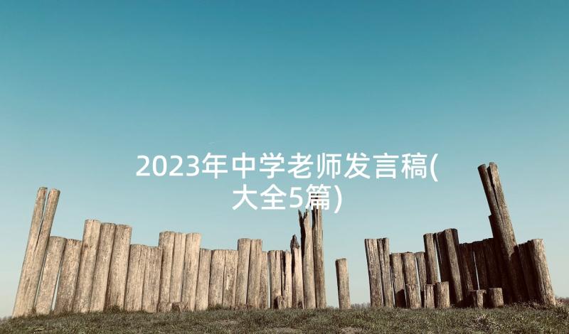 2023年中学老师发言稿(大全5篇)