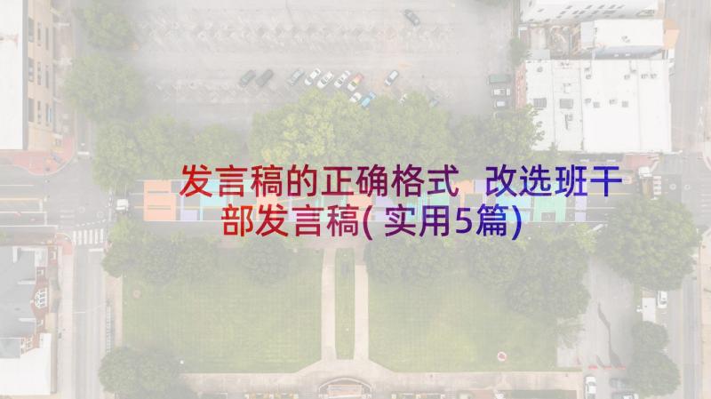 发言稿的正确格式 改选班干部发言稿(实用5篇)