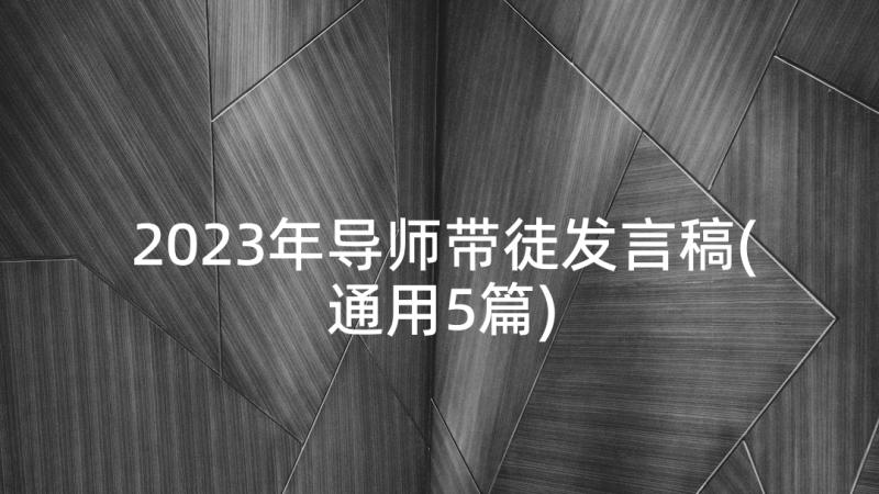 2023年导师带徒发言稿(通用5篇)