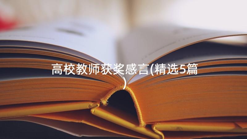 高校教师获奖感言(精选5篇)