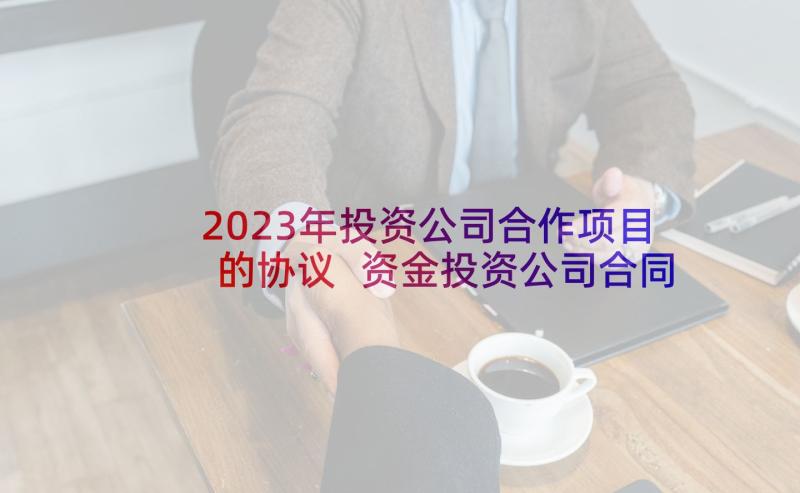 2023年投资公司合作项目的协议 资金投资公司合同(汇总9篇)