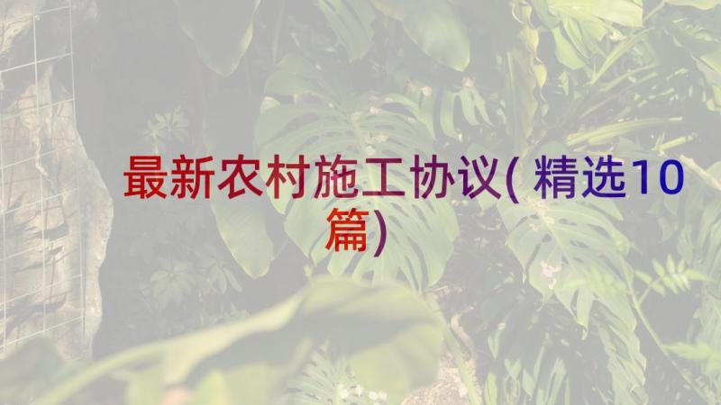 最新农村施工协议(精选10篇)