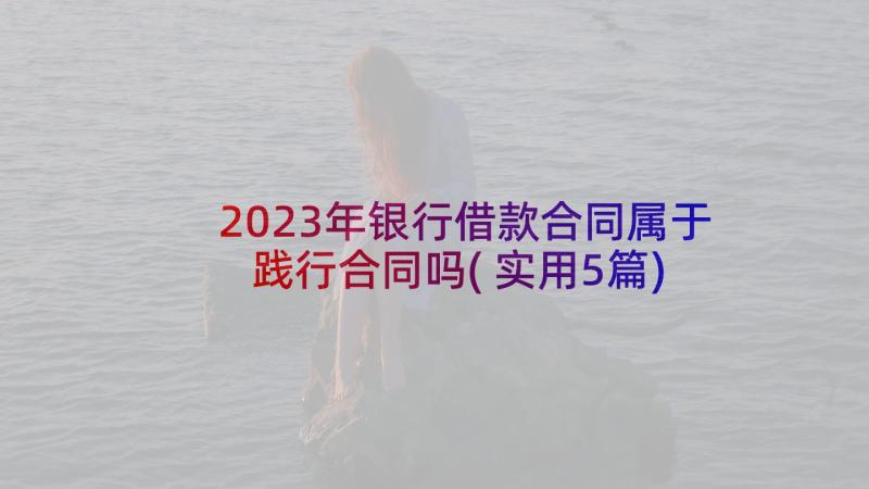 2023年银行借款合同属于践行合同吗(实用5篇)