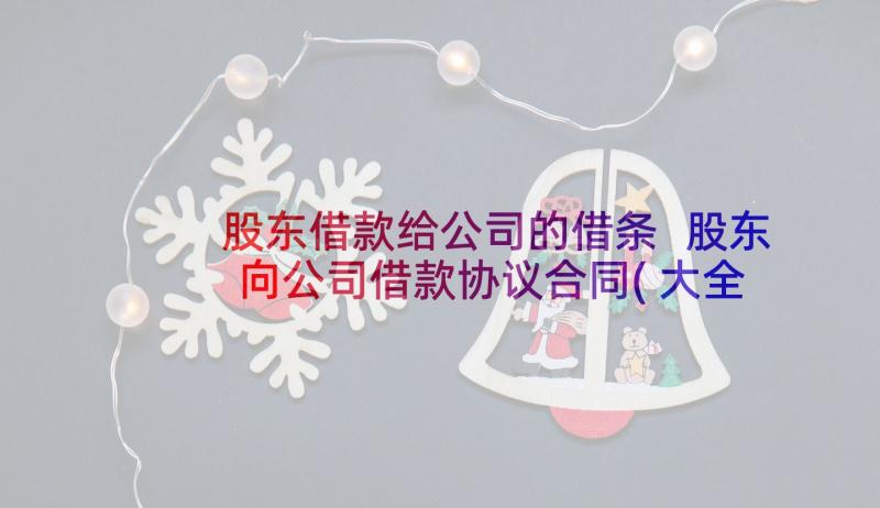 股东借款给公司的借条 股东向公司借款协议合同(大全5篇)