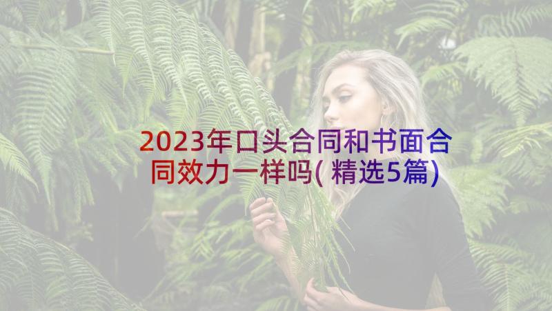 2023年口头合同和书面合同效力一样吗(精选5篇)