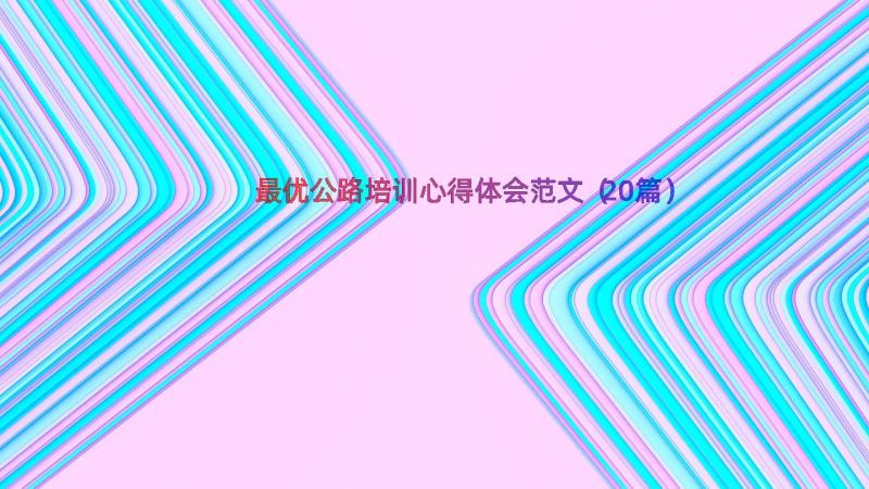 最优公路培训心得体会范文（20篇）