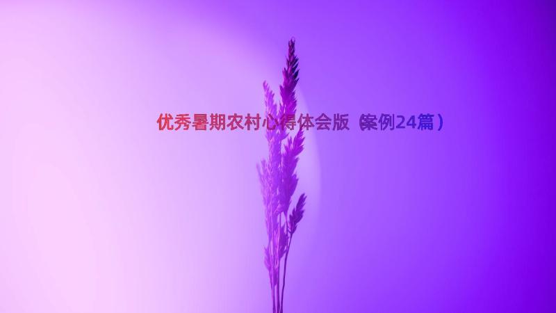 优秀暑期农村心得体会版（案例24篇）