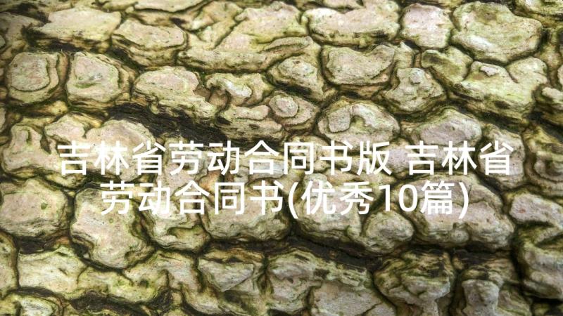 吉林省劳动合同书版 吉林省劳动合同书(优秀10篇)