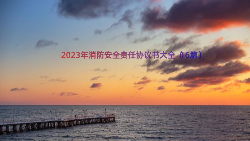 2023年消防安全责任协议书大全（16篇）