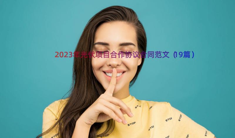 2023年光伏项目合作协议合同范文（19篇）