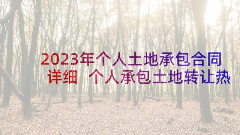 2023年个人土地承包合同详细 个人承包土地转让热门合同(大全6篇)