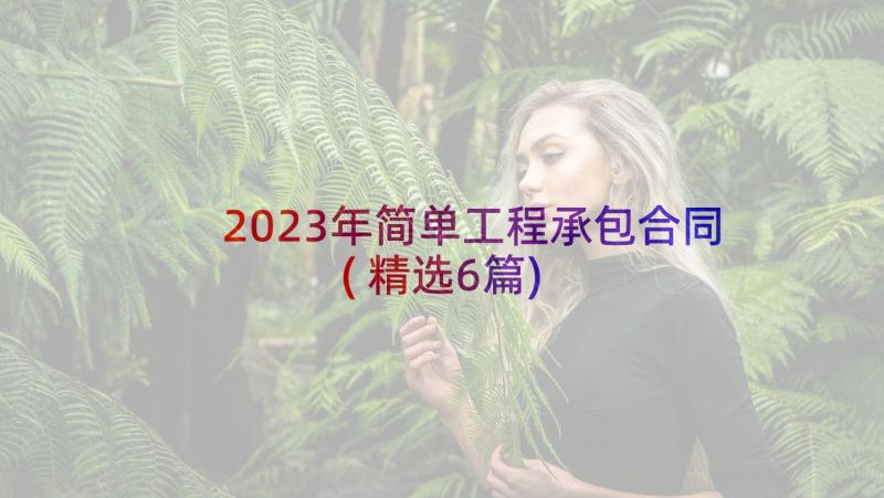 2023年简单工程承包合同(精选6篇)