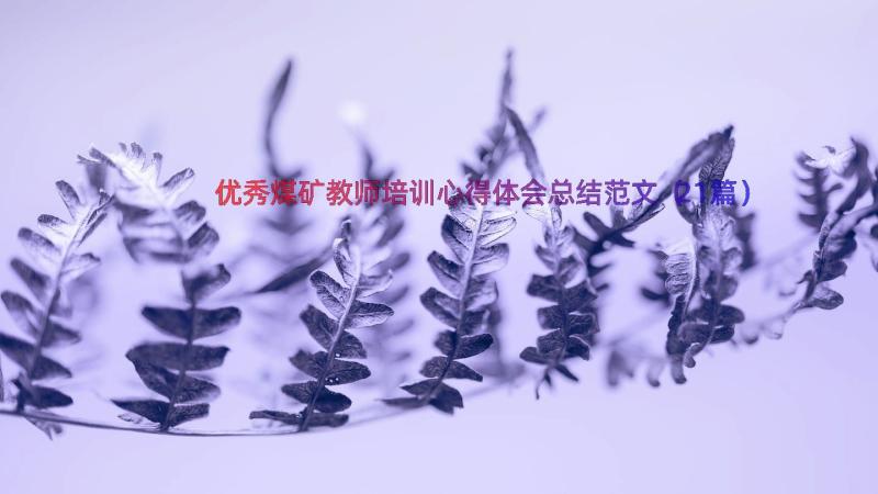 优秀煤矿教师培训心得体会总结范文（21篇）