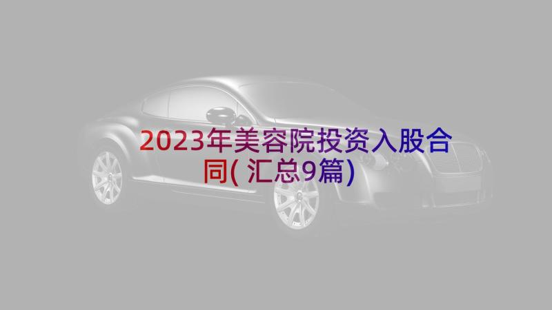 2023年美容院投资入股合同(汇总9篇)