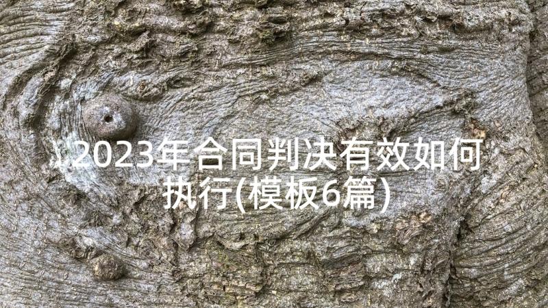 2023年合同判决有效如何执行(模板6篇)