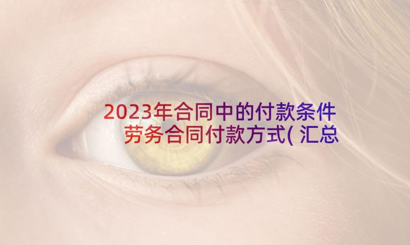 2023年合同中的付款条件 劳务合同付款方式(汇总9篇)