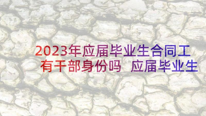 2023年应届毕业生合同工有干部身份吗 应届毕业生合同(精选5篇)