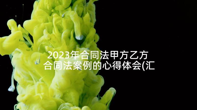 2023年合同法甲方乙方 合同法案例的心得体会(汇总9篇)