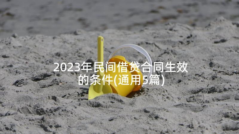 2023年民间借贷合同生效的条件(通用5篇)