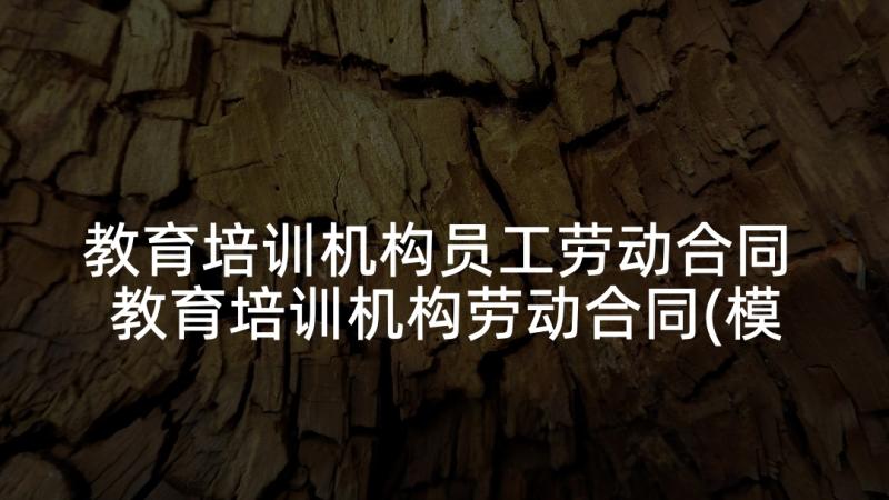 教育培训机构员工劳动合同 教育培训机构劳动合同(模板5篇)