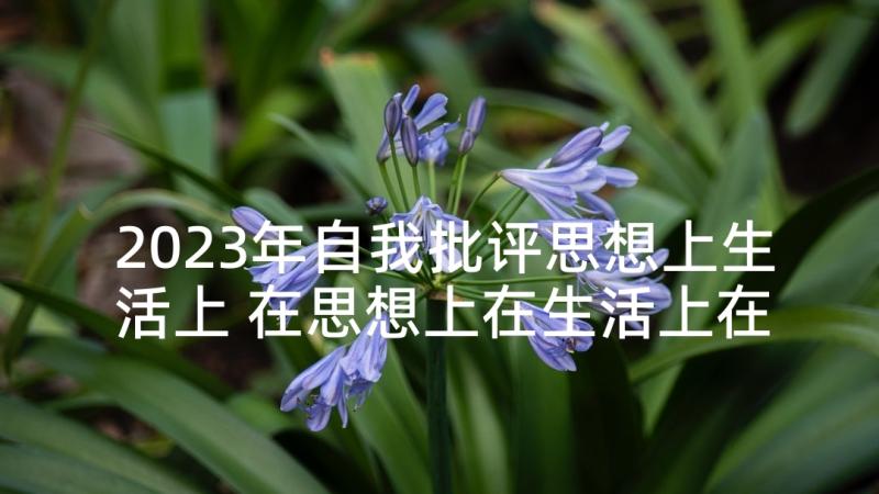 2023年自我批评思想上生活上 在思想上在生活上在工作上思想汇报(精选5篇)