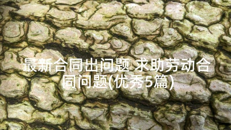 最新合同出问题 求助劳动合同问题(优秀5篇)