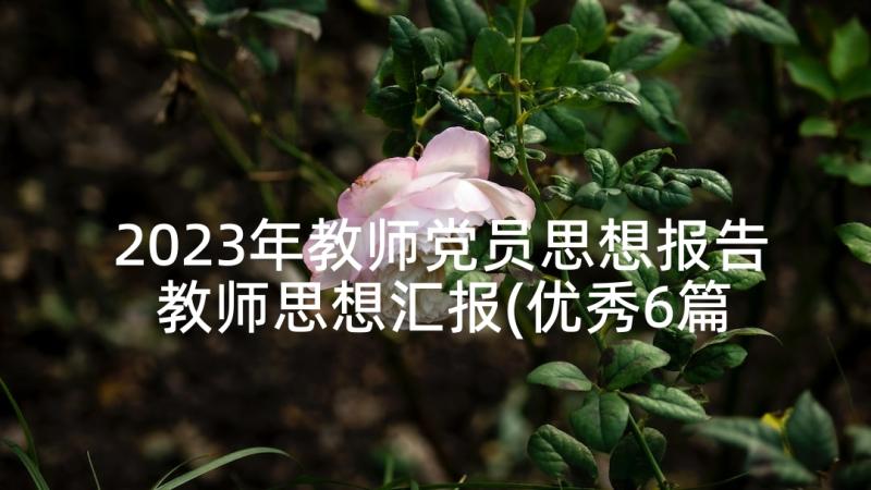 2023年教师党员思想报告 教师思想汇报(优秀6篇)