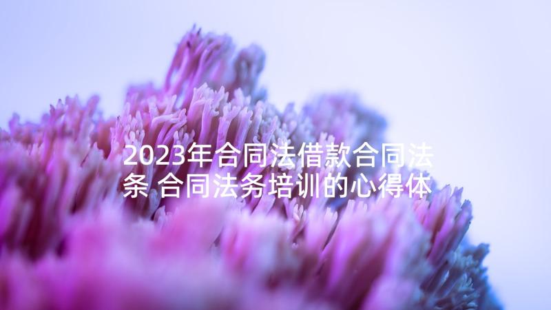 2023年合同法借款合同法条 合同法务培训的心得体会(精选5篇)