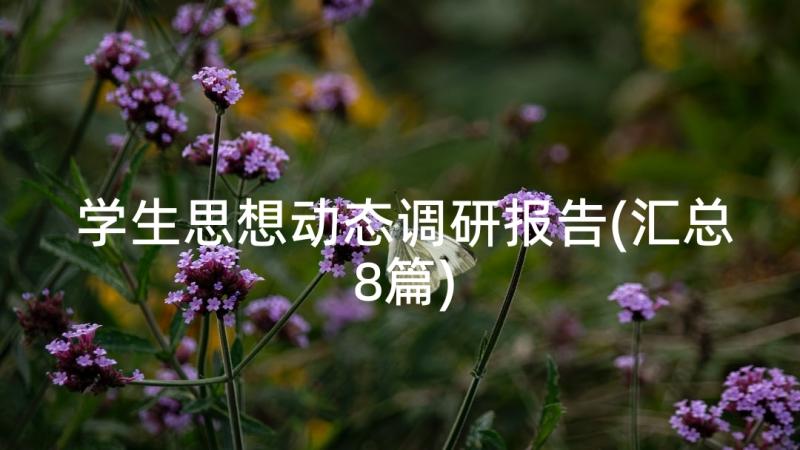 学生思想动态调研报告(汇总8篇)