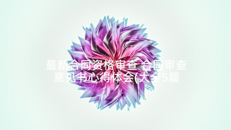 最新合同资格审查 合同审查意见书心得体会(大全5篇)