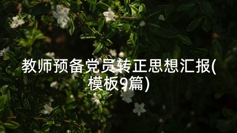 教师预备党员转正思想汇报(模板9篇)