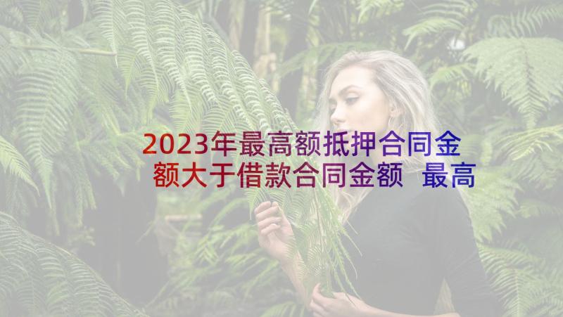 2023年最高额抵押合同金额大于借款合同金额 最高额抵押借款合同书(大全5篇)