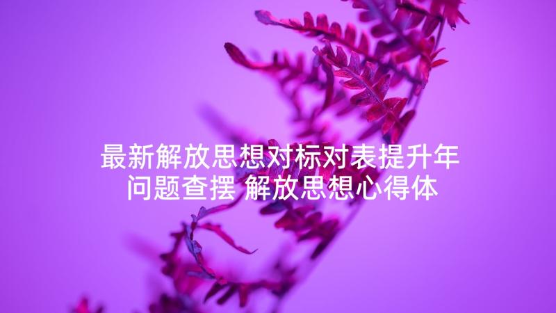 最新解放思想对标对表提升年问题查摆 解放思想心得体会(大全7篇)