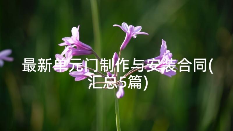 最新单元门制作与安装合同(汇总5篇)