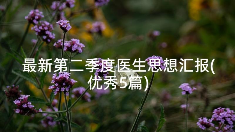 最新第二季度医生思想汇报(优秀5篇)