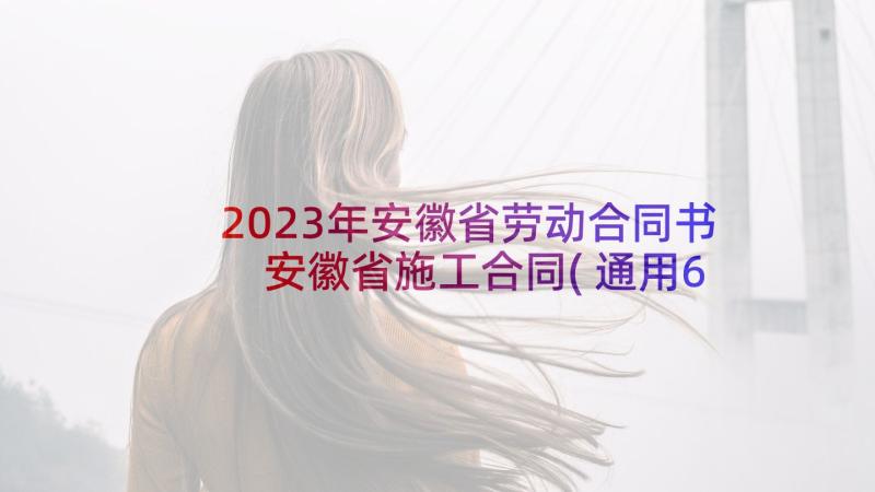 2023年安徽省劳动合同书 安徽省施工合同(通用6篇)
