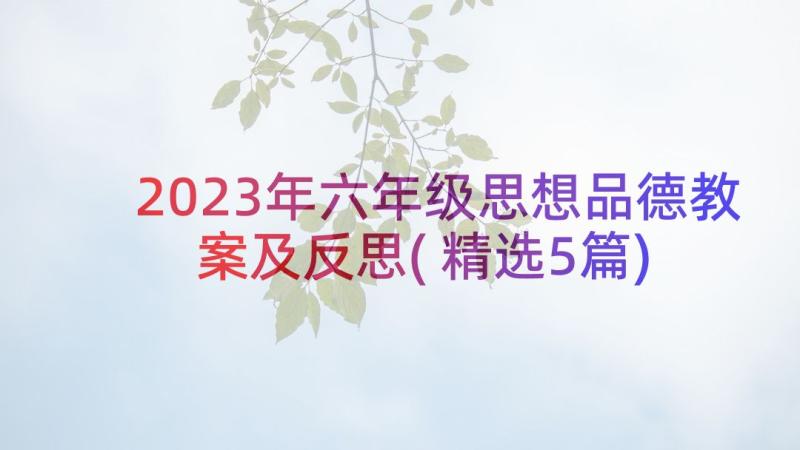 2023年六年级思想品德教案及反思(精选5篇)