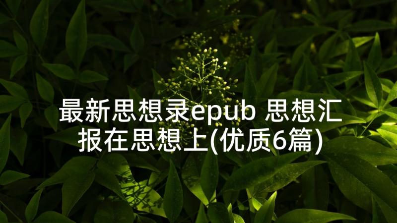 最新思想录epub 思想汇报在思想上(优质6篇)