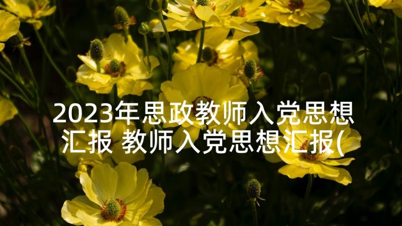 2023年思政教师入党思想汇报 教师入党思想汇报(汇总6篇)