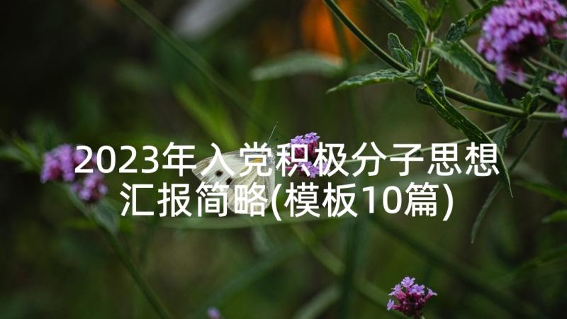 2023年入党积极分子思想汇报简略(模板10篇)