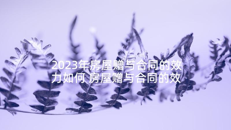 2023年房屋赠与合同的效力如何 房屋赠与合同的效力介绍(精选5篇)