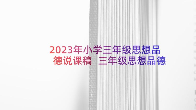 2023年小学三年级思想品德说课稿 三年级思想品德教学计划(大全8篇)