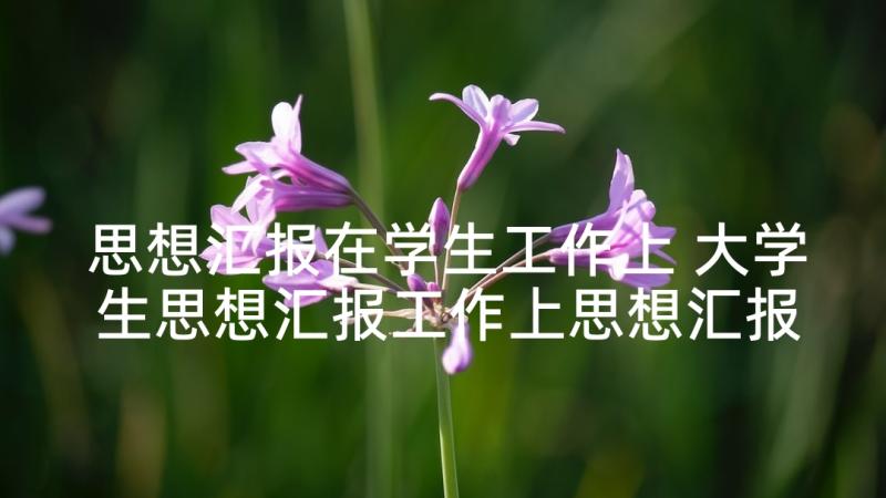 思想汇报在学生工作上 大学生思想汇报工作上思想汇报(优秀5篇)