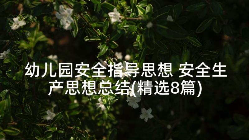 幼儿园安全指导思想 安全生产思想总结(精选8篇)