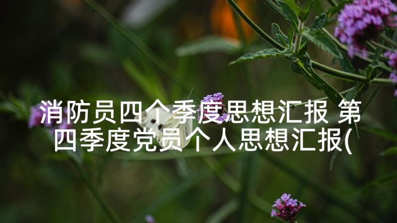 消防员四个季度思想汇报 第四季度党员个人思想汇报(大全10篇)