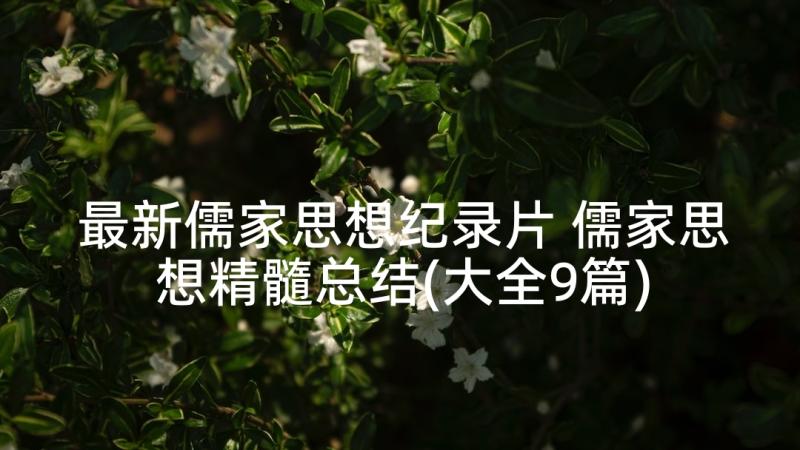 最新儒家思想纪录片 儒家思想精髓总结(大全9篇)