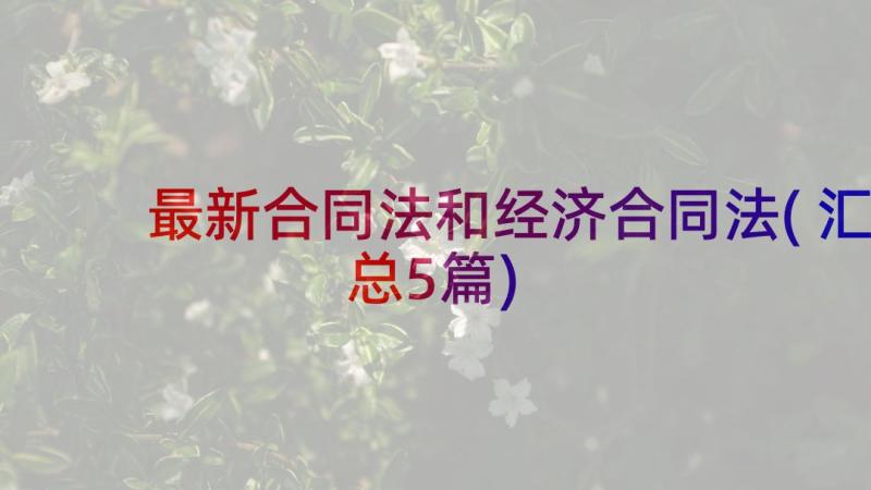 最新合同法和经济合同法(汇总5篇)