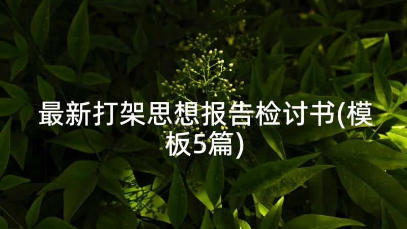 最新打架思想报告检讨书(模板5篇)