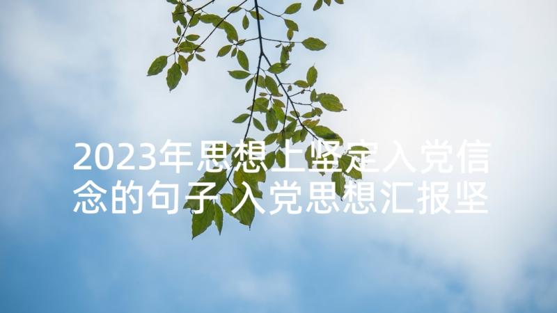 2023年思想上坚定入党信念的句子 入党思想汇报坚定理想信念(模板5篇)